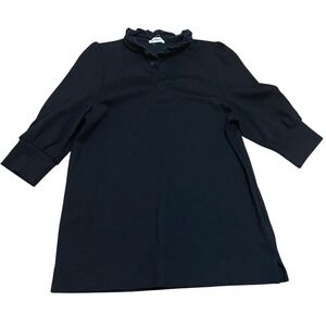 Pomander Place Women's‎ XXXL Charlotte Black Ruffle Mock Neck 3/4 Sleeve Dress